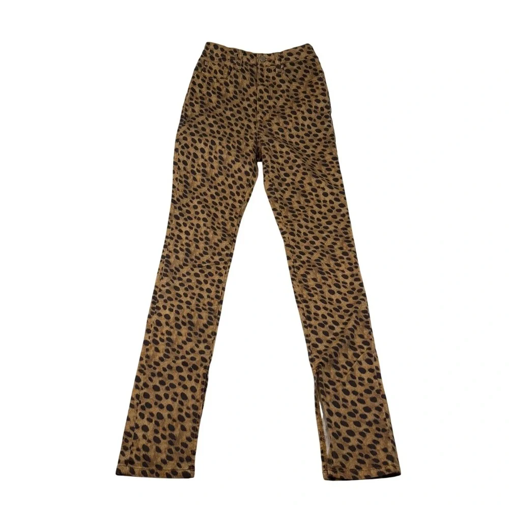 WeWoreWhat Womens Leopard Print High Rise Skinny Pants Tan Black Size 27
